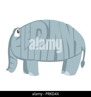 Una illustrazione vettoriale di un elefante Cartoon animale in lettere Illustrazione Vettoriale