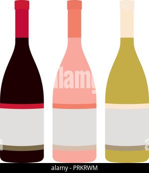 Bottiglie di vino. Le icone colorate Illustrazione Vettoriale