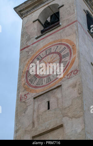 Torre della chiesa di Maurizio, San Moritz, alta Engadina, Engadina, Grigioni, Svizzera Foto Stock