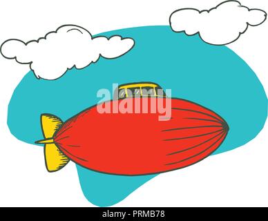 Blimp aereo cartoon. Illustrazione Vettoriale design. Illustrazione Vettoriale