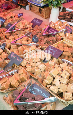 Fudge in stallo a Thame food festival. Thame, Oxfordshire, Inghilterra Foto Stock