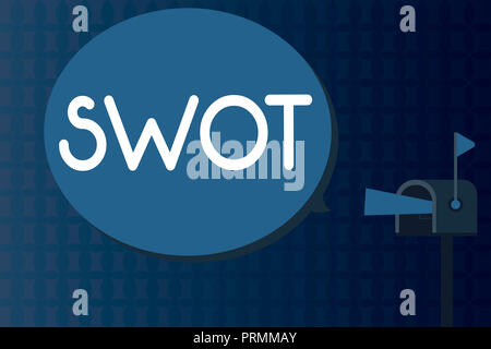 Segno di testo mostra analisi SWOT. Foto concettuale valutazione fondamentale di una società di valutazione della competitività. Foto Stock