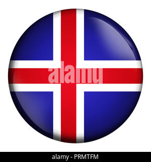 L'icona circolare, bandiera dell'Islanda isolati su sfondo bianco. Foto Stock
