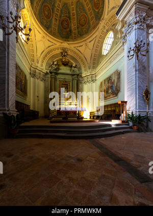 Chiesa della Santissima Annunziata è un 16esimo secolo, Cattolica nel cuore di Barga, Toscana, Italia. Foto Stock