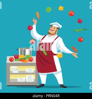 Lo chef divertente personaggio. Vettore isolato illustrazione. Illustrazione Vettoriale