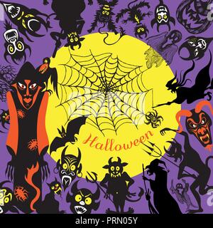 Un set assortiti di illustrazioni vettoriali per la festa di Halloween. Illustrazione Vettoriale