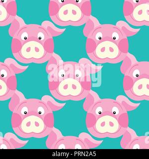 Carino piggy art design in background per tessuti e arredamento Illustrazione Vettoriale