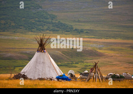 Nenets reindeer herders choom su un estate Foto Stock