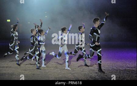 NEC Birmingham, UK. 3° OTT 2018. GB vaulting team. Cavallo dell'anno mostra (HOYS). Il National Exhibition Centre (NEC). Birmingham. Regno Unito. 03/10/2018. Credito: Sport In immagini/Alamy Live News Foto Stock