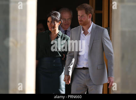 Brighton, Regno Unito, 3 ottobre 2018. La Duchessa di Sussex visto sulla sua visita al Royal Pavilion in Brighton :Credit James Boardman/Alamy Live News Foto Stock