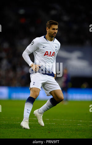 Londra, Regno Unito. 3 Ottobre, 2018. Fernando Llorente del Tottenham Gruppo B match di UEFA Champions League tra Tottenham Hotspurs e FC Barcellona allo Stadio di Wembley in ottobre 03, 2018 a Londra, Inghilterra. Credito: CORDON PREMERE/Alamy Live News Foto Stock