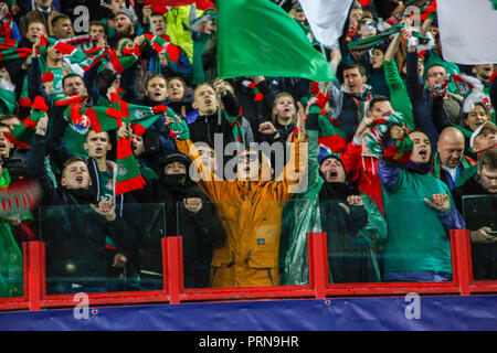Mosca, Russia. 3 Ottobre, 2018. UEFA Champions League: Lokomotiv Mosca v Schalke 04. Gli appassionati di Lokomotiv Mosca Credito: Alex Cavendish/Alamy Live News Foto Stock