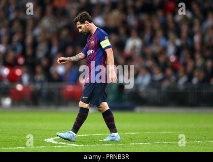 Lo stadio di Wembley, Londra Inghilterra. 3° Ott, 2018. UEFA Champions League Football, Tottenham Hotspur rispetto a Barcellona; Lionel Messi di credito Barcellona: Azione Plus sport/Alamy Live News Foto Stock