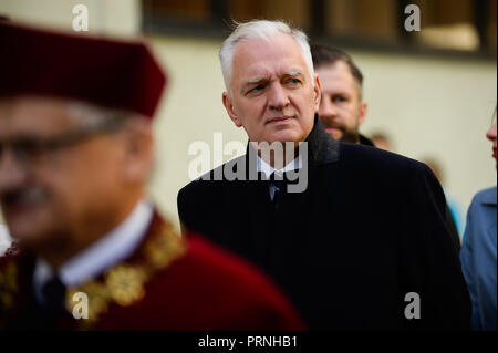 Cracovia in Polonia. 4 Ott 2018. Jaroslaw Gowin, il ministro della Scienza e dell'istruzione superiore assiste l inaugurazione del centesimo anno accademico di AGH Università di scienza e tecnologia. Credito: Omar Marques/SOPA Immagini/ZUMA filo/Alamy Live News Foto Stock