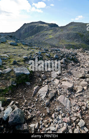 In vista del vertice di Scafell Pike, la montagna più alta in Inghilterra Foto Stock