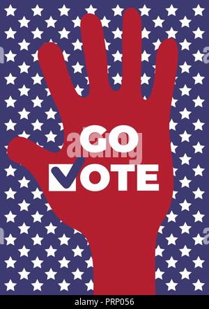 Andare votare. Social poster motivazionali. Fino mano Illustrazione Vettoriale