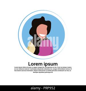 Donna indiana faccia avatar abiti tradizionali cartoon femmina personaggio ritratto isolato cornice rotonda spazio copia flat Illustrazione Vettoriale