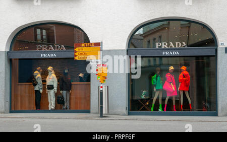 Negozio Prada a San Moritz, Svizzera Foto Stock
