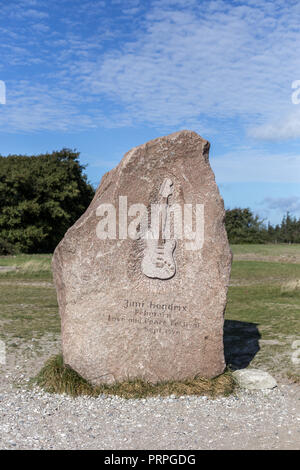 Jimi Hendrix Lapide sul Fehmarn, Germania Foto Stock