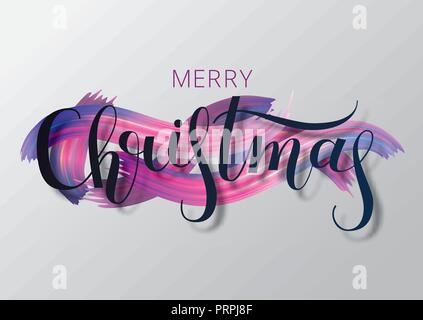 Buon Natale pittura ad olio pennello lettering. Pennellate di acrilico. Illustrazione Vettoriale. Illustrazione Vettoriale