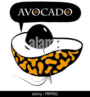 Cartoon di avocado con Salamander colore e clown naso Foto Stock