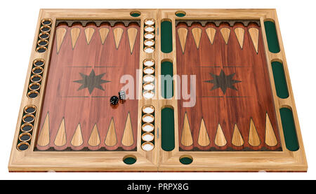 Il Backgammon, gioco di bordo. 3D rendering isolati su sfondo bianco Foto Stock