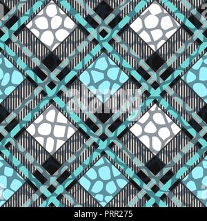 Plaid, tartan seamless con pelle di coccodrillo Pattern in pelle. Coccodrillo. La pelle. Carta da parati. Sfondo. Monocromatico. Carta. Tessile. Moda. Ebdless. Liscia. Grafica. Snake Illustrazione Vettoriale