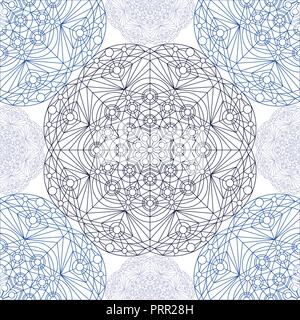 Il simbolo del fiocco di neve seamless pattern,sfondo ornamento,elementi d'inverno.Natale,Capodanno Vacanze decorazioni in pizzo.forma rotonda, vettore di cristallo.Carta da parati Vintage,Ret Illustrazione Vettoriale