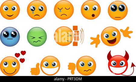Set di emojis giallo Illustrazione Vettoriale