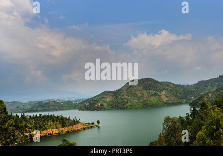 Il pittoresco Lago Kivu nel Ruanda. Foto Stock