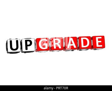 3D Rendering aggiornare Word su sfondo bianco. Foto Stock