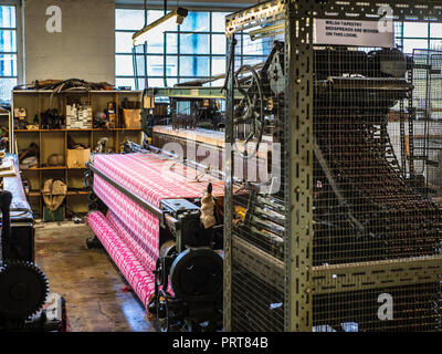 Trefriw Woollen Mills in N.Galles, uno dei rimanenti Woollen Mills ancora in produzione in Galles. Nota per tradizionali a doppio intreccio di coperte. Foto Stock