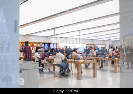 NEW YORK - Agosto 2018: Apple store in Oculus, World Trade Center Hub di trasporto in New York, Stati Uniti d'America Foto Stock