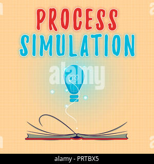 Segno di testo che mostra la simulazione di processo. Foto concettuale rappresentazione tecnica fabbricato lo studio di un sistema. Foto Stock