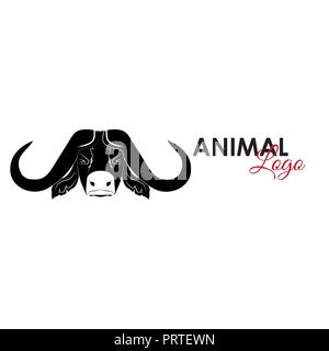 Testa di Buffalo icona simbolo del logo illustrazione vettoriale Illustrazione Vettoriale