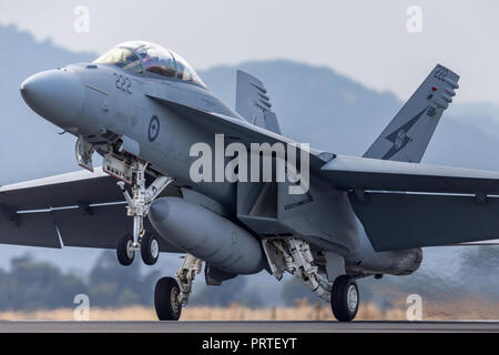 Royal Australian Air Force (RAAF) Boeing F/A-18F Super Hornet multirole fighter aircraft un44-222 basato a RAAF Amberley nel Queensland. Foto Stock