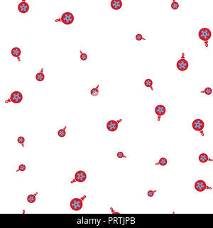 Palle rosse per decorare un albero di Natale seamless pattern. Isolato su uno sfondo bianco. illustrazione. Foto Stock