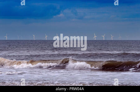 Lynn e Radioestesia interna per centrali eoliche nel lavaggio da Titchwell NORFOLK REGNO UNITO Foto Stock