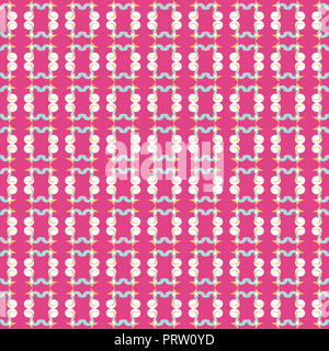 Modello senza giunture delle forme geometriche in bianco e blu e i colori marrone scuro su sfondo rosa. Utilizzare come sfondo, carta regalo, piastrella stampa, etc. Foto Stock