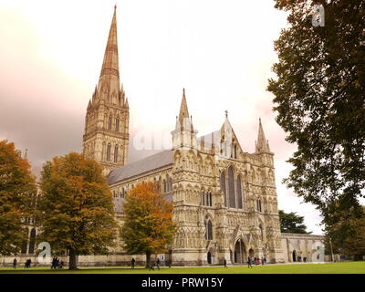 Salisbury Cathedra, Wiltshire, Regno Unito Foto Stock