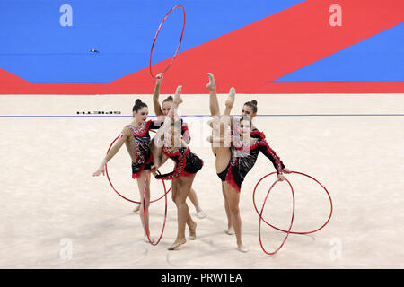 Sofia, Bulgaria - 16 settembre, 2018: Team Franceperforms durante il 2018 Rhythmic Gymnastics World Championships. Torneo di gruppo. Foto Stock