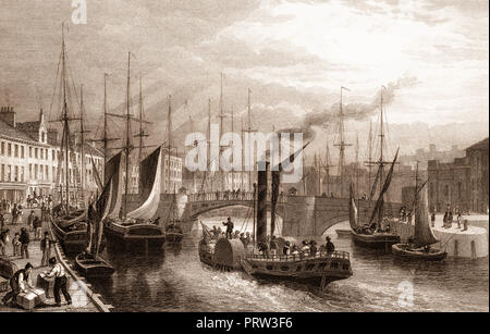 Leith Harbour, dal molo, Edimburgo, Scozia, secolo XIX, dalla moderna Atene da Th. H. Pastore Foto Stock