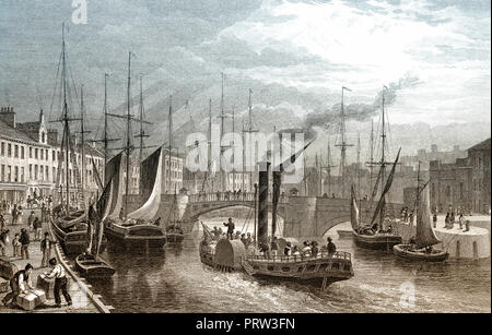 Leith Harbour, dal molo, Edimburgo, Scozia, secolo XIX, dalla moderna Atene da Th. H. Pastore Foto Stock