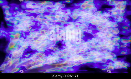 Blue science fiction sfondo di particelle incandescenti con la profondità di campo e bokeh di fondo. Particelle di linea di forma e superficie astratta griglia. Foto Stock