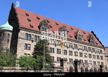 Norimberga, Germania - Palazzo di Giustizia dove processi di Norimberga ha avuto luogo dopo la prima guerra mondiale 2. Attualmente: tribunale regionale corte locale e il pubblico di professionisti Foto Stock