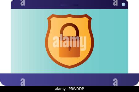 Lo schermo del notebook con la finestra aperta e icona password isolato Illustrazione Vettoriale