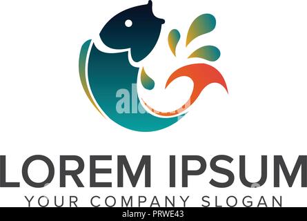 Passare il pesce logo logo animale il concept design template Illustrazione Vettoriale