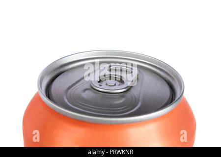 Orange chiuso di alluminio è di soda o di birra. Isolato. Foto Stock