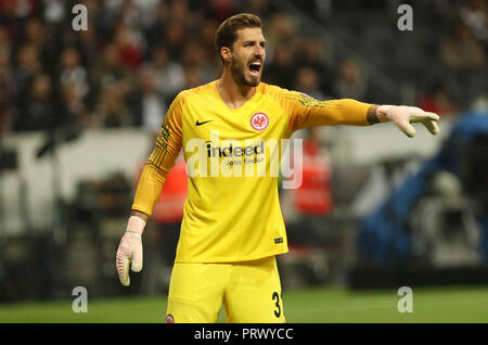 Francoforte, Germania. 4 Ottobre, 2018. Kevin Trapp (FC Francoforte) durante la UEFA Europa League, Gruppo H partita di calcio tra Eintracht Francoforte e SS Lazio il 4 ottobre 2018 a Commerzbank-Arena a Francoforte, Germania - Photo Laurent Lairys / DPPI Credito: Laurent Lairys/Agence Locevaphotos/Alamy Live News Foto Stock