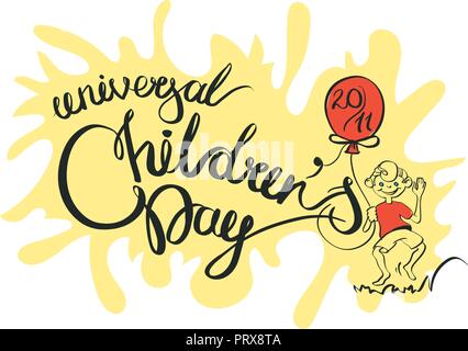 Il vettore isolato caratteri scritti a mano i bambini s Day su sfondo bianco. La calligrafia del vettore per il biglietto di auguri, decorazione e di copertura. Concetto di Felice Internazionale dei Bambini Giorno s. Illustrazione Vettoriale